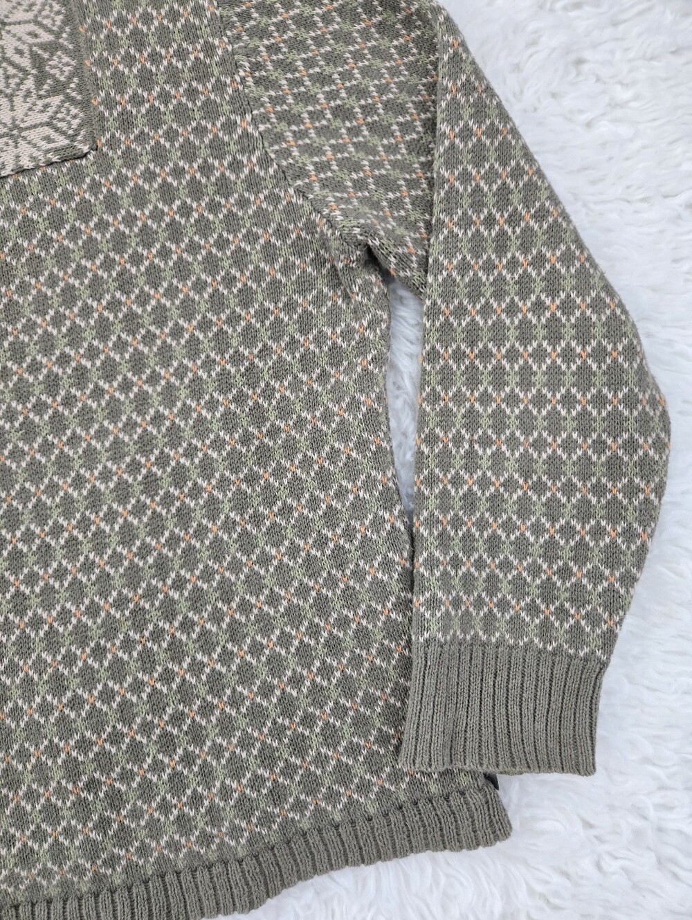 Woolrich Vintage ramie and cotton blend 1/4 zip pullover sweater. Olive green. S - Picture 2 of 9
